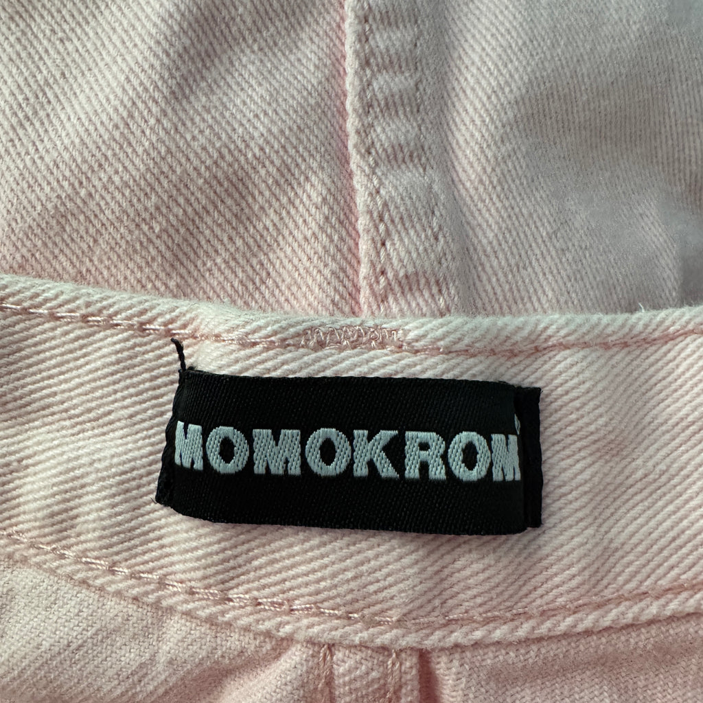 Pink denim mini skirt