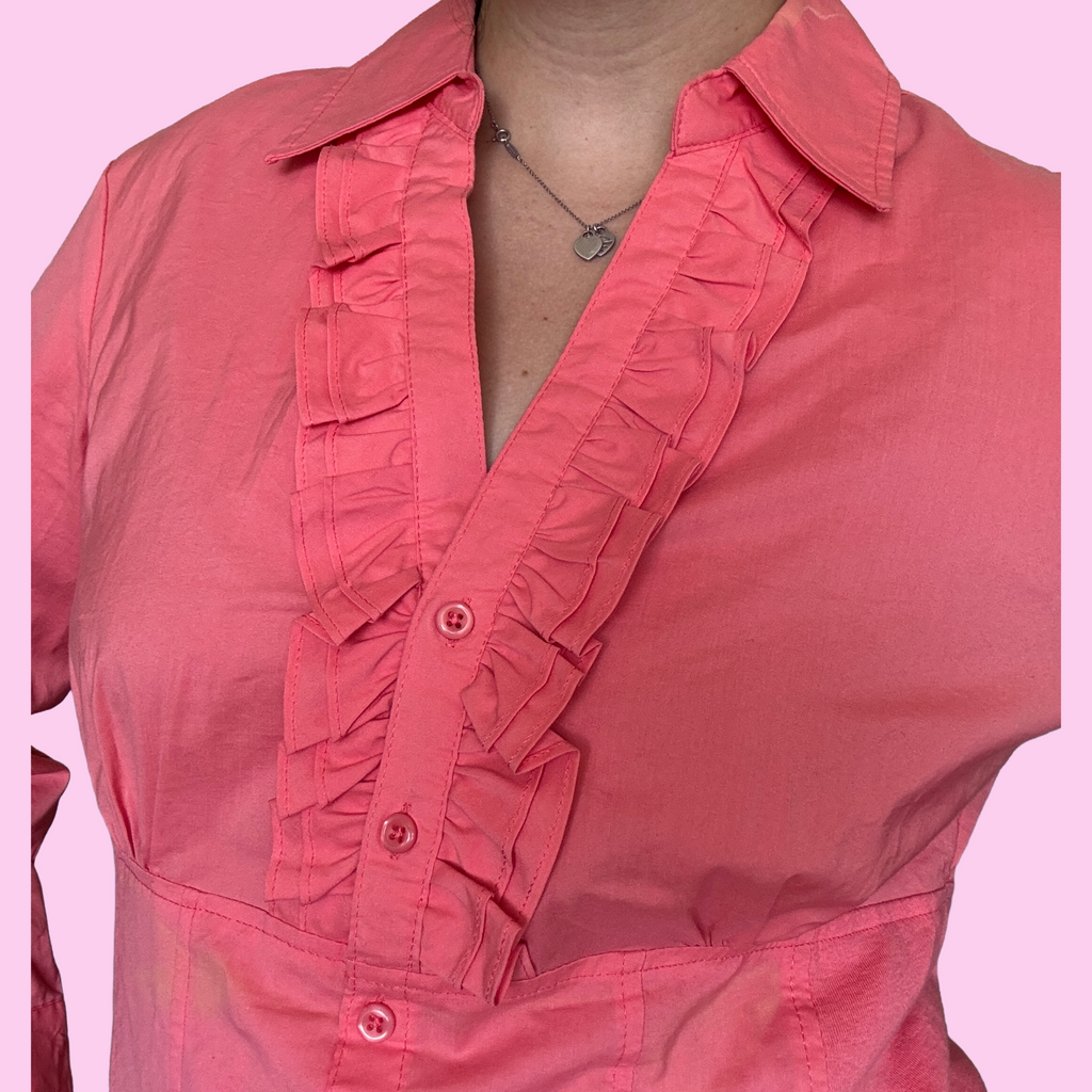 Ruffle cotton vintage button up