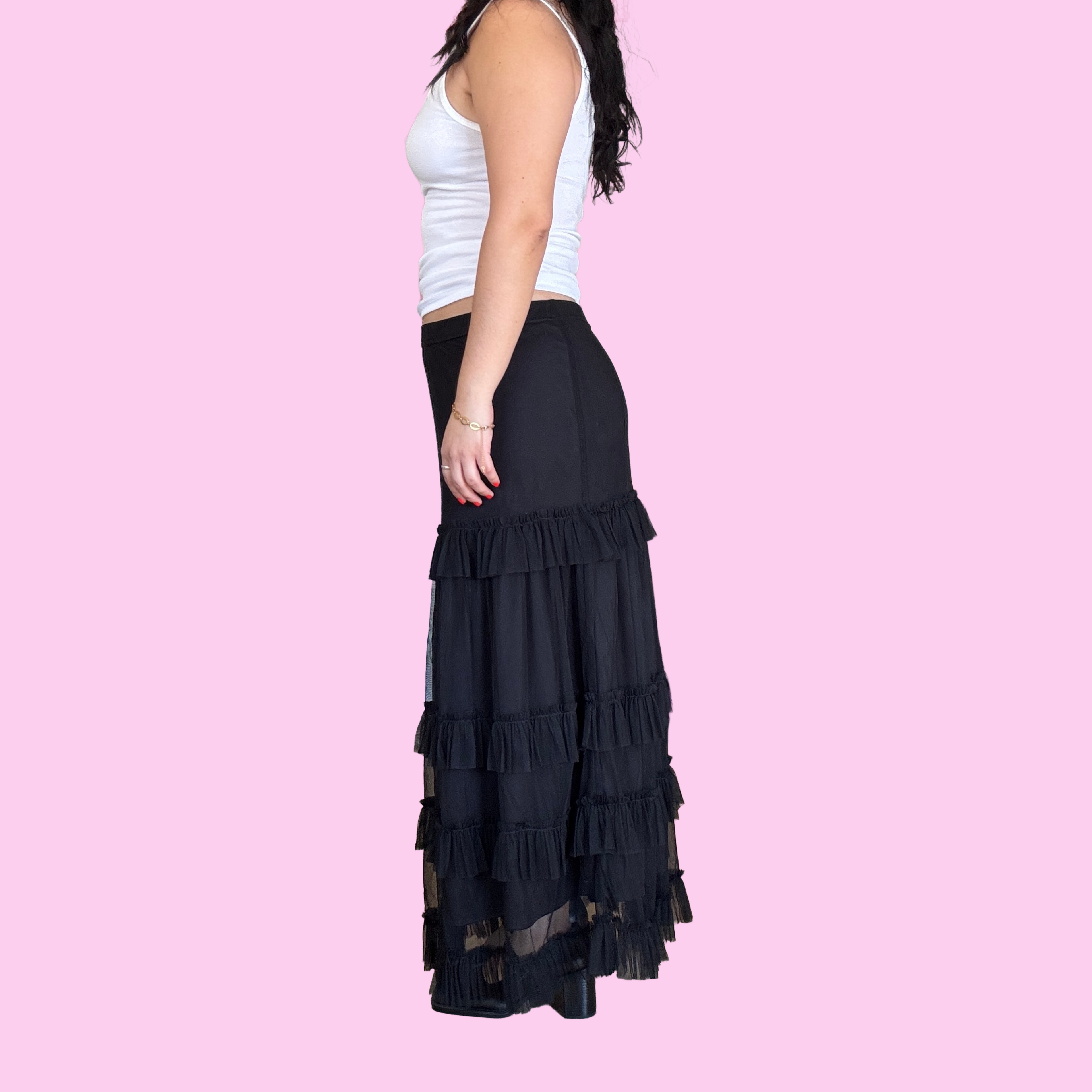 Vintage tulle ruffled skirt