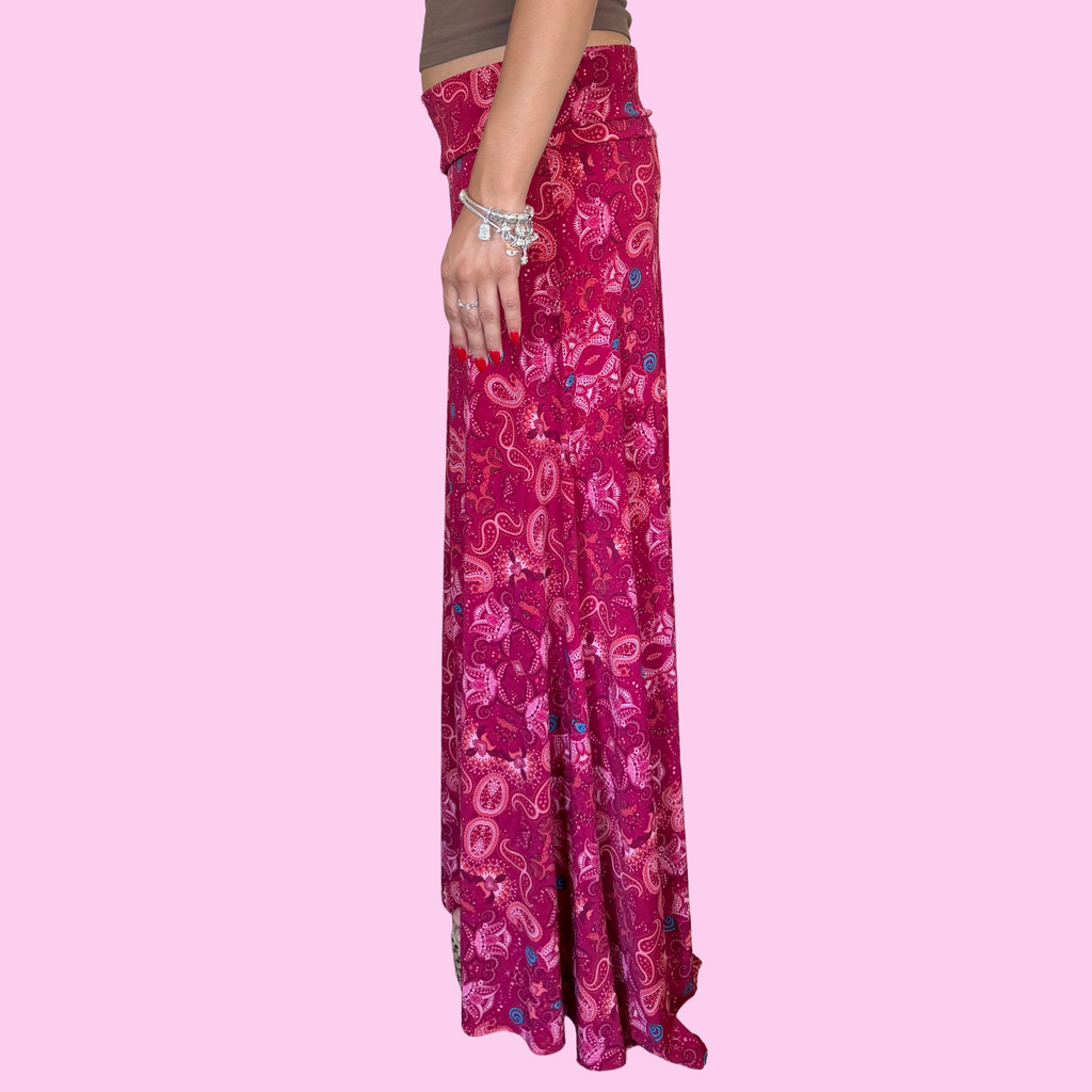 Foldover paisley jersey skirt