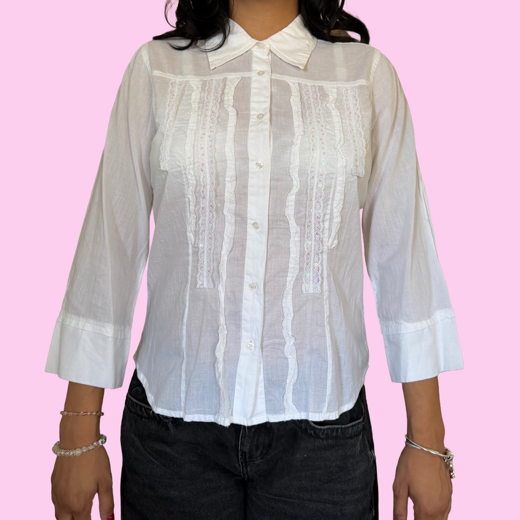 Vintage sequined button down