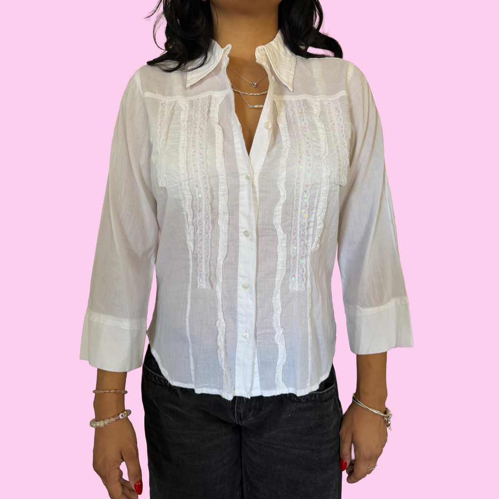 Vintage sequined button down