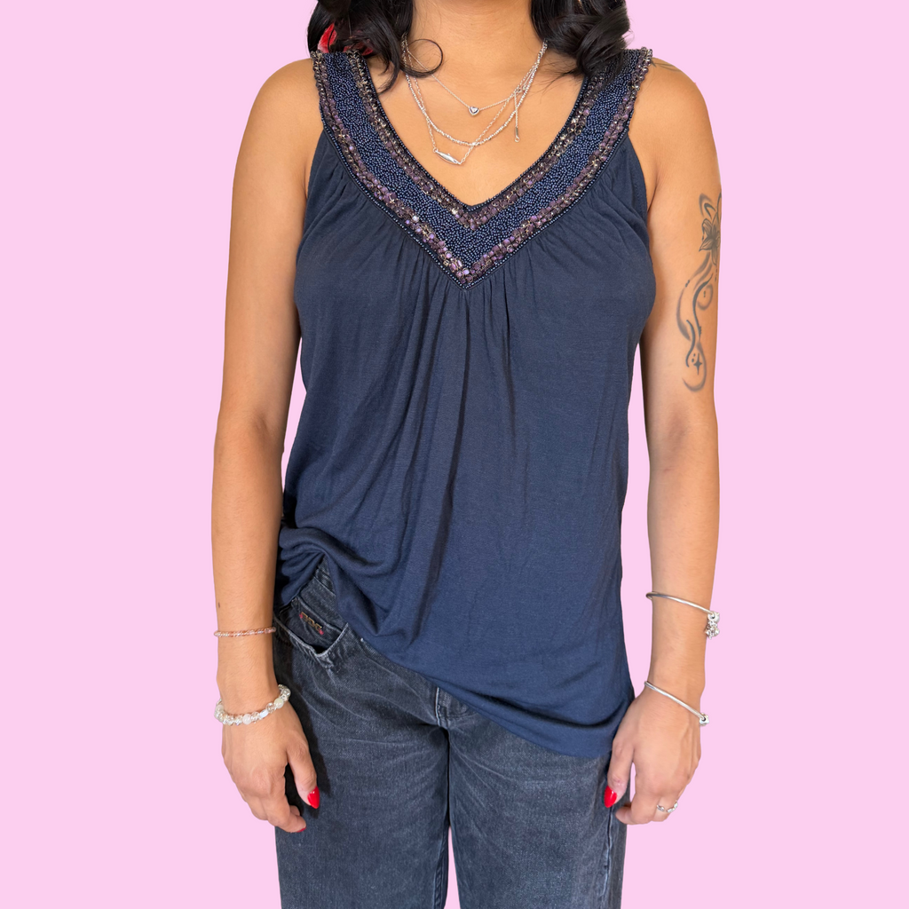 2000s style beaded tank top