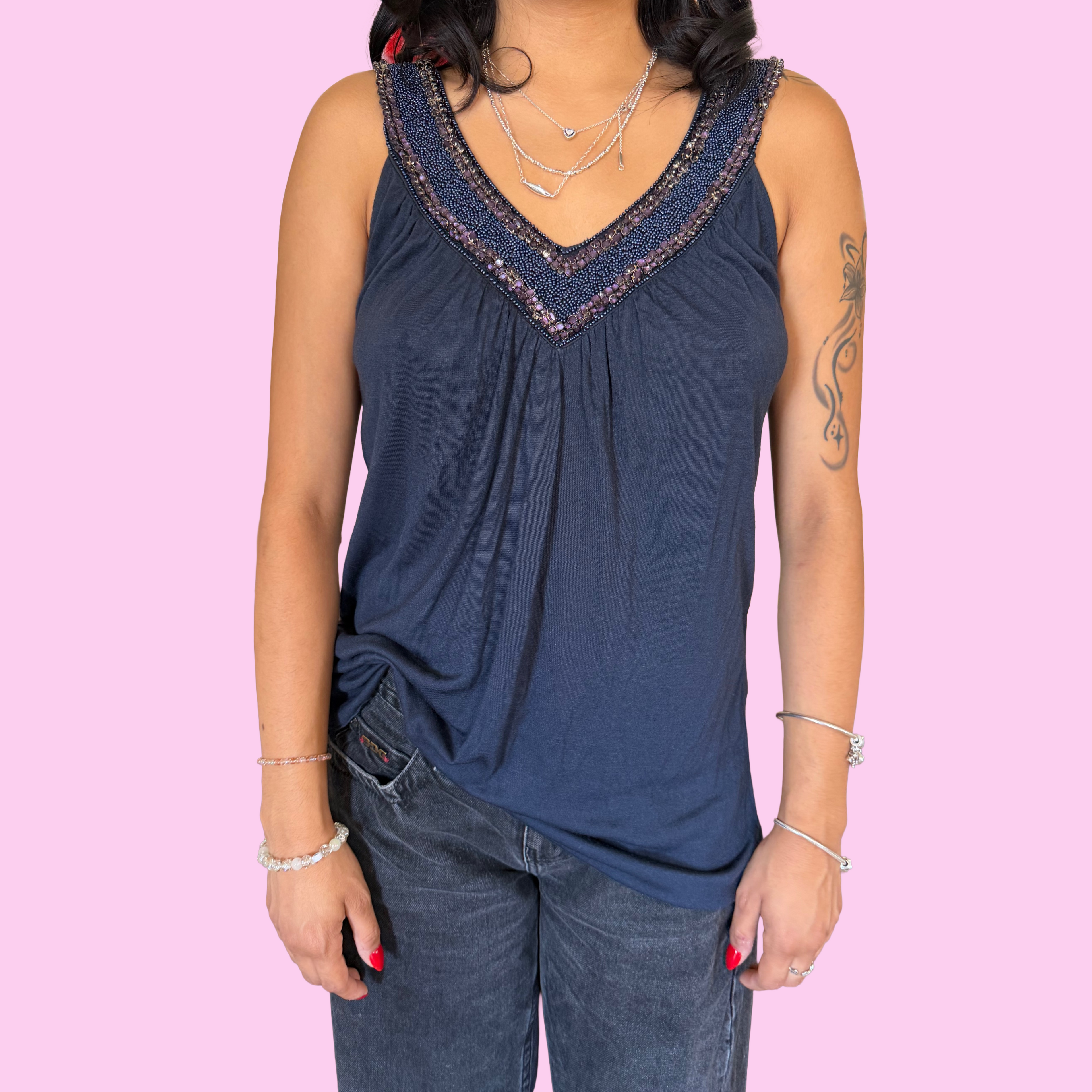 2000s style beaded tank top