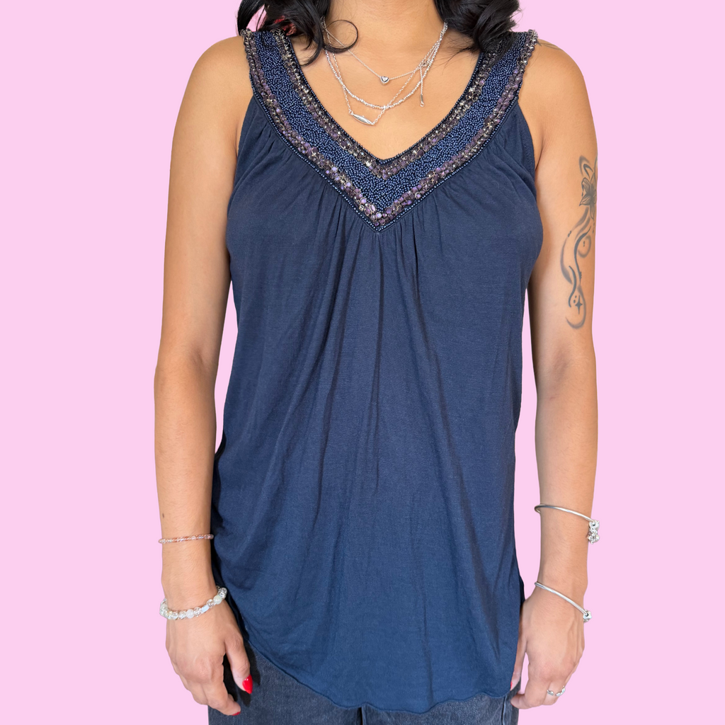 2000s style beaded tank top