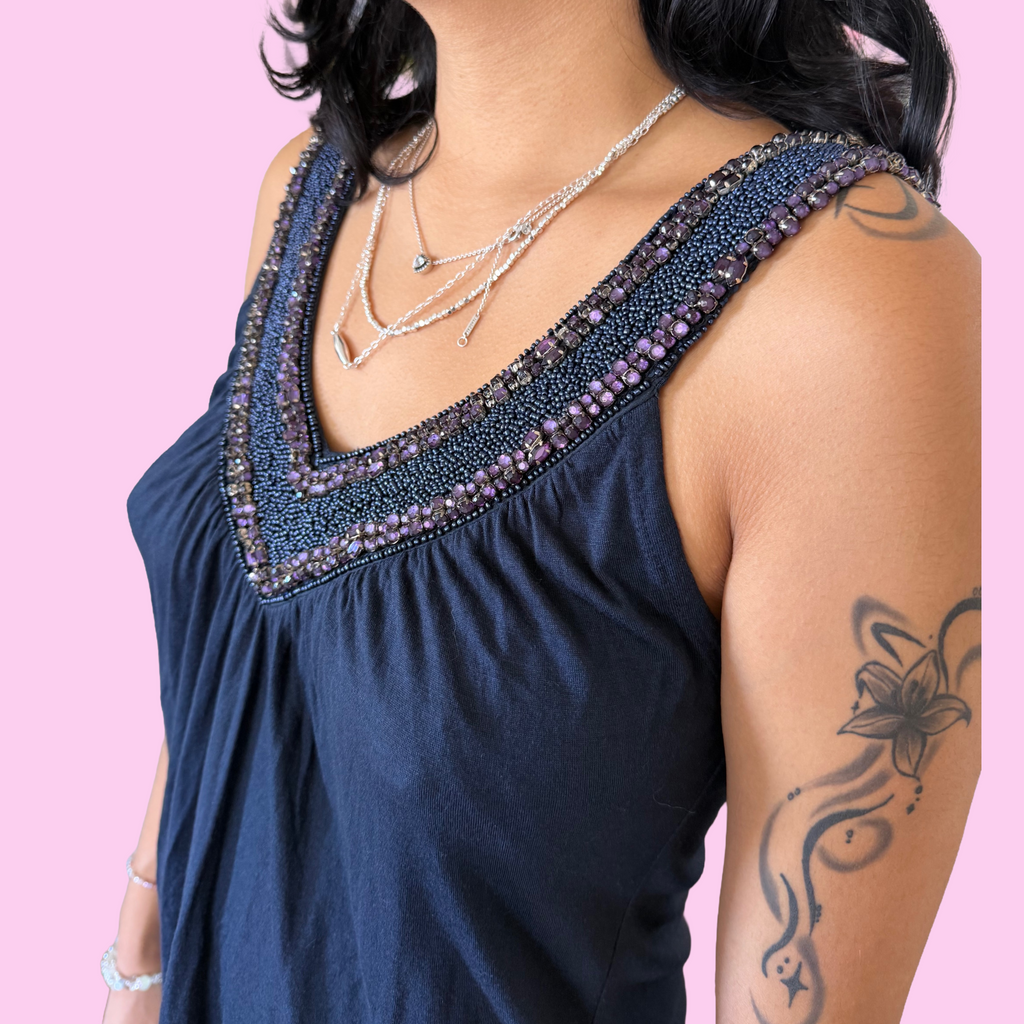 2000s style beaded tank top