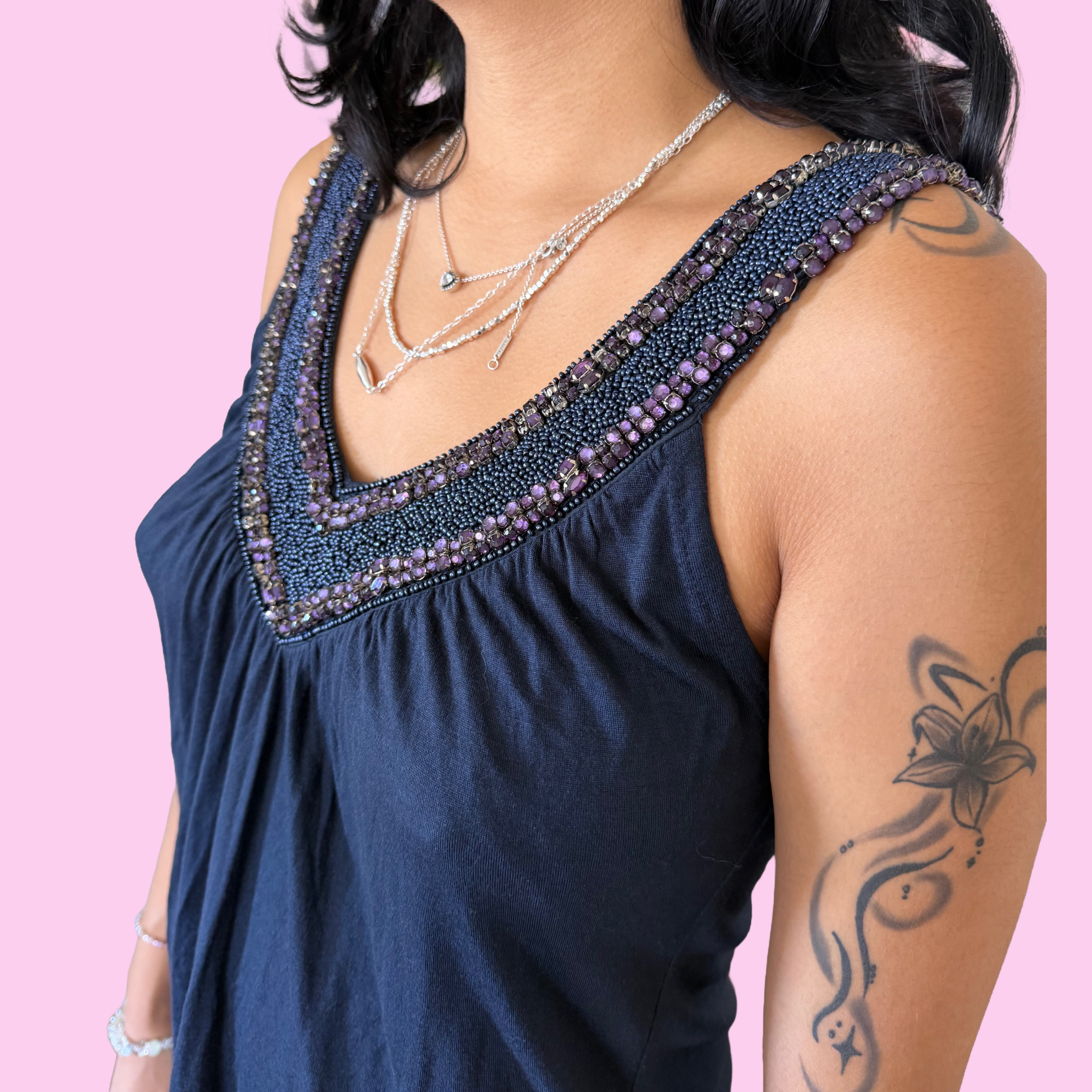 2000s style beaded tank top