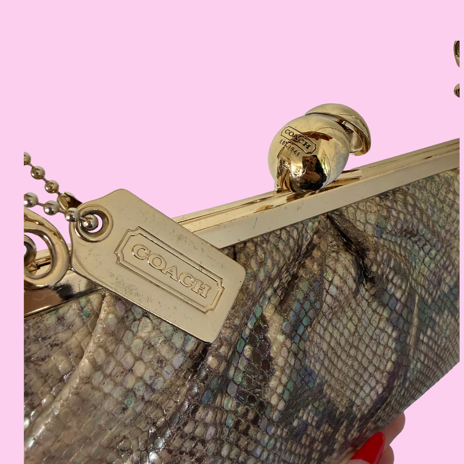 COACH python iridescent embossed purse