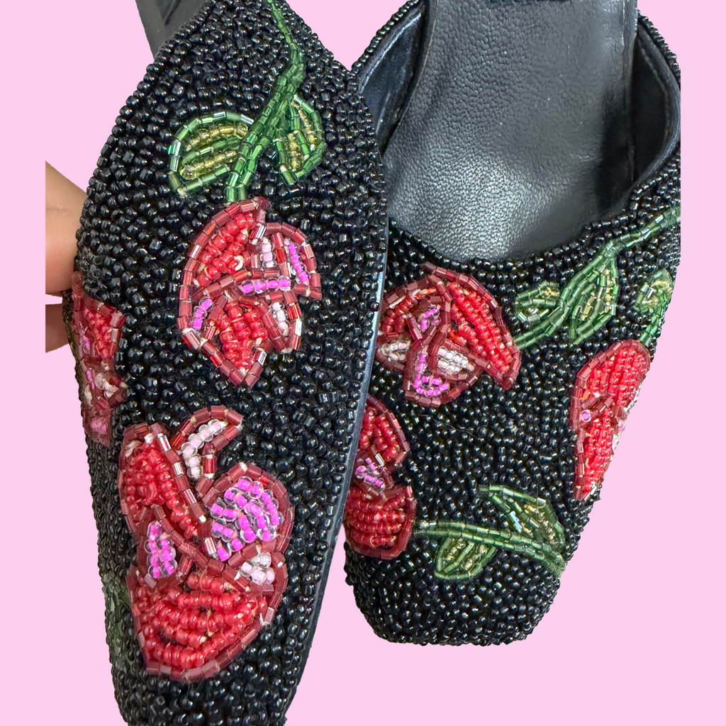 Vintage beaded rose heels