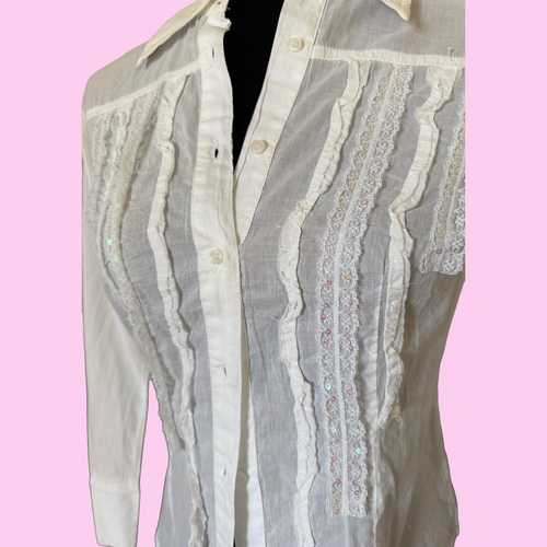 Cotton with lace button up