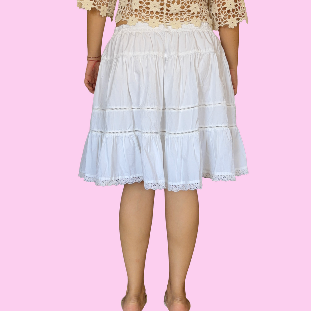 Cotton crochet eyelet skirt