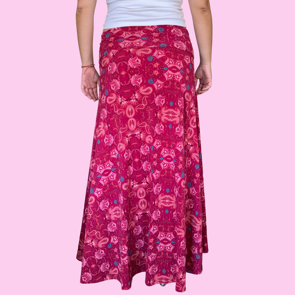 Foldover paisley jersey skirt