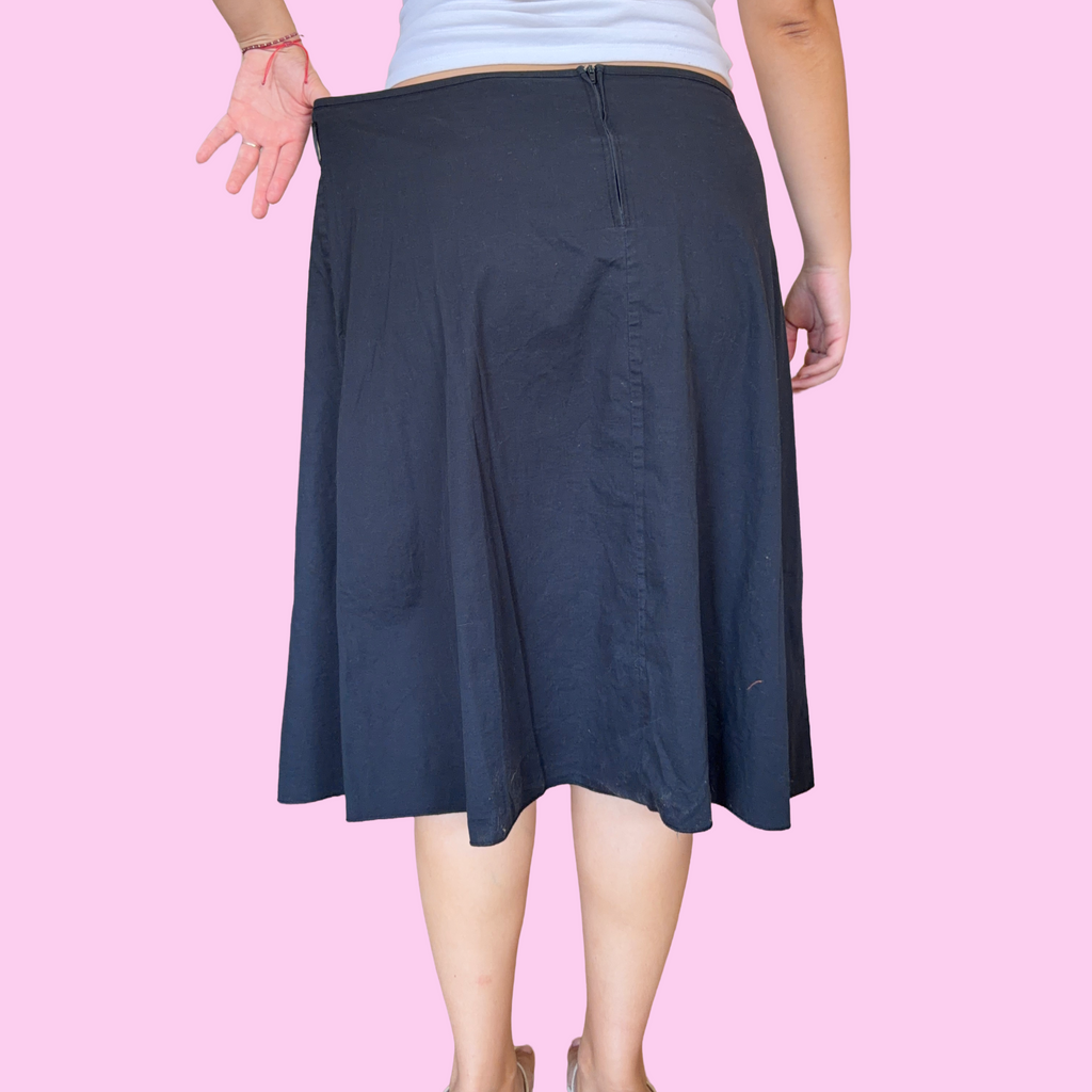 Cotton embroidered midi skirt