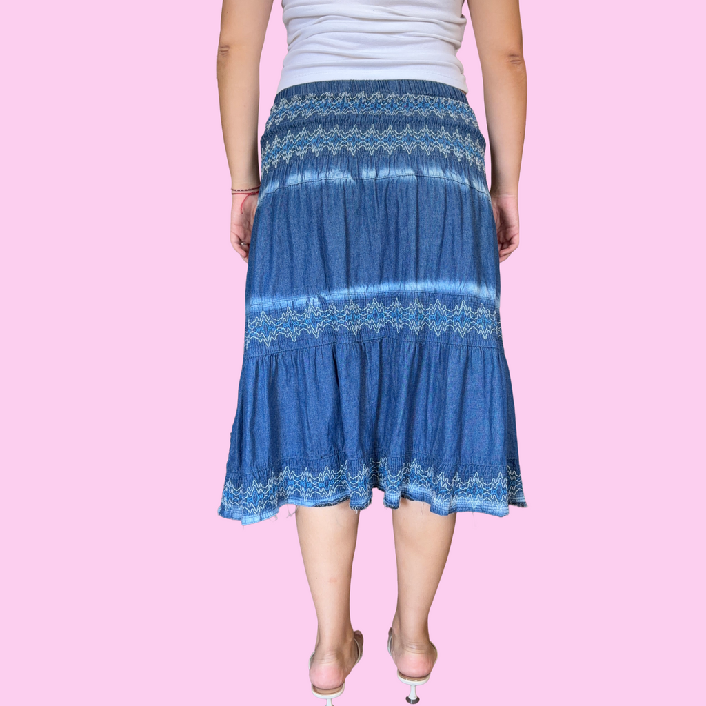Blue Y2K embroidered skirt