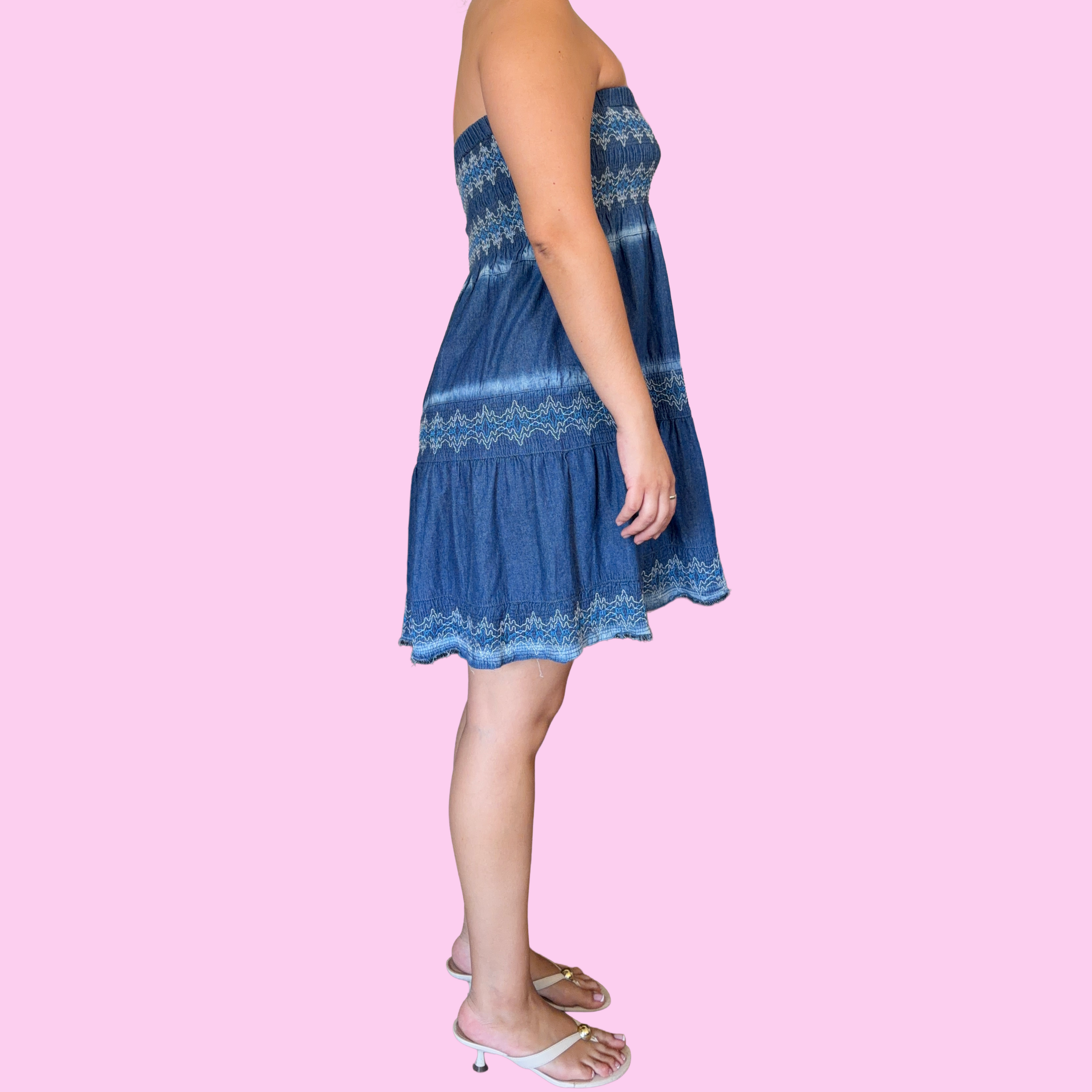 Blue Y2K embroidered skirt