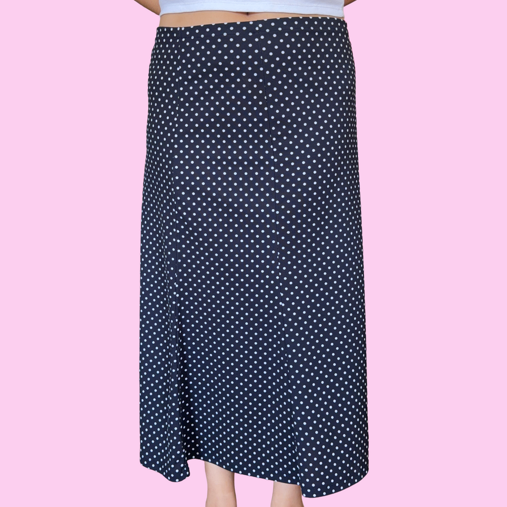 Navy polka dot skirt