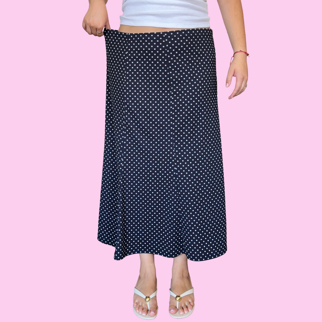 Navy polka dot skirt