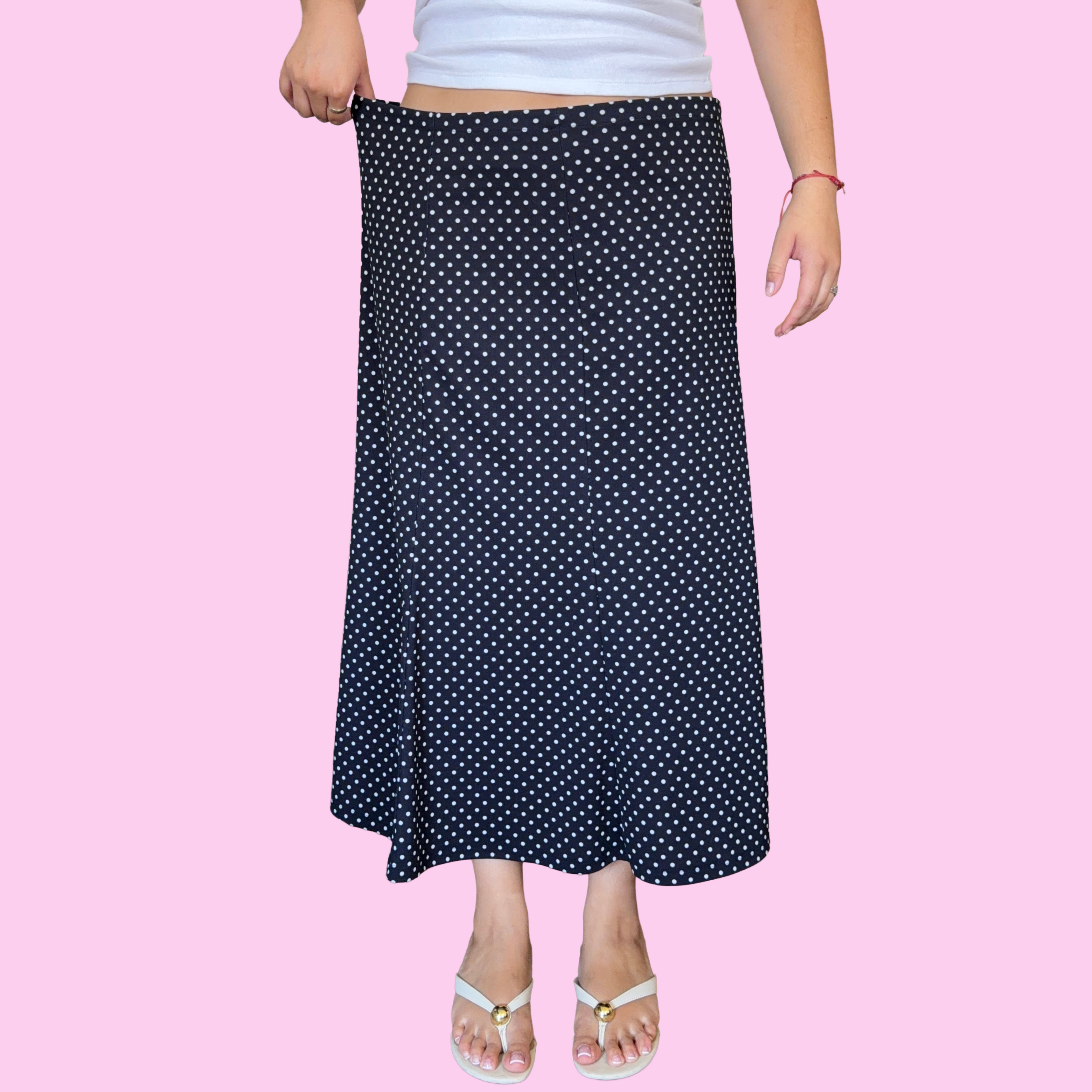 Navy polka dot skirt
