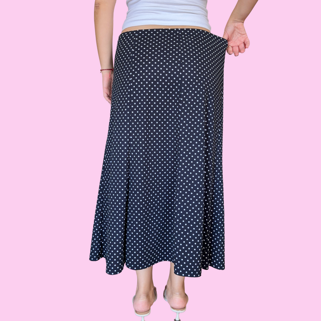 Navy polka dot skirt