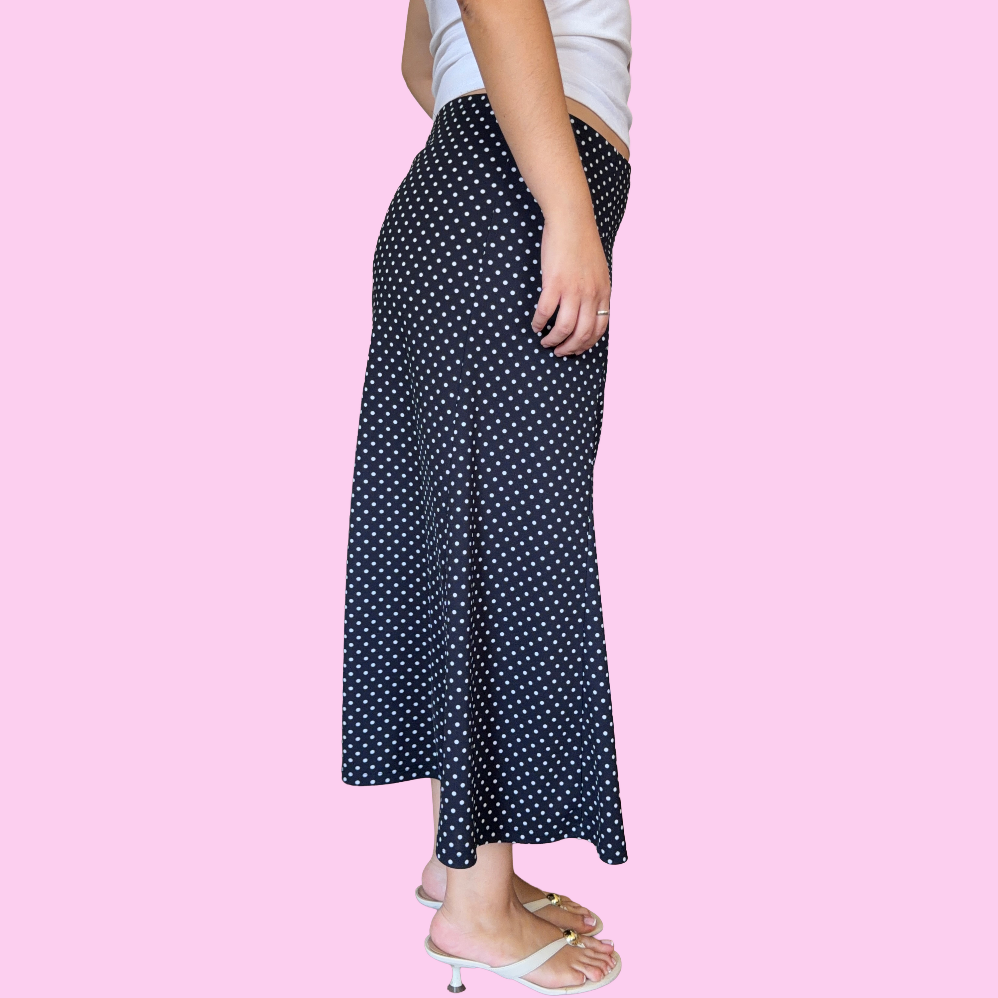 Navy polka dot skirt
