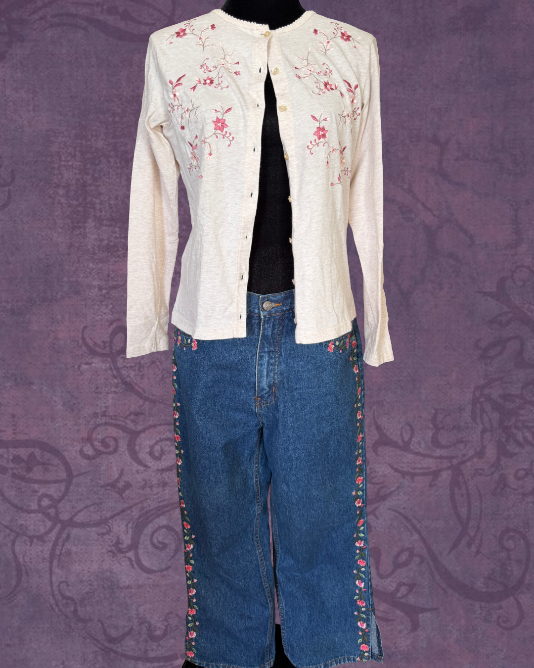 Cherry blossom embroidered cardigan