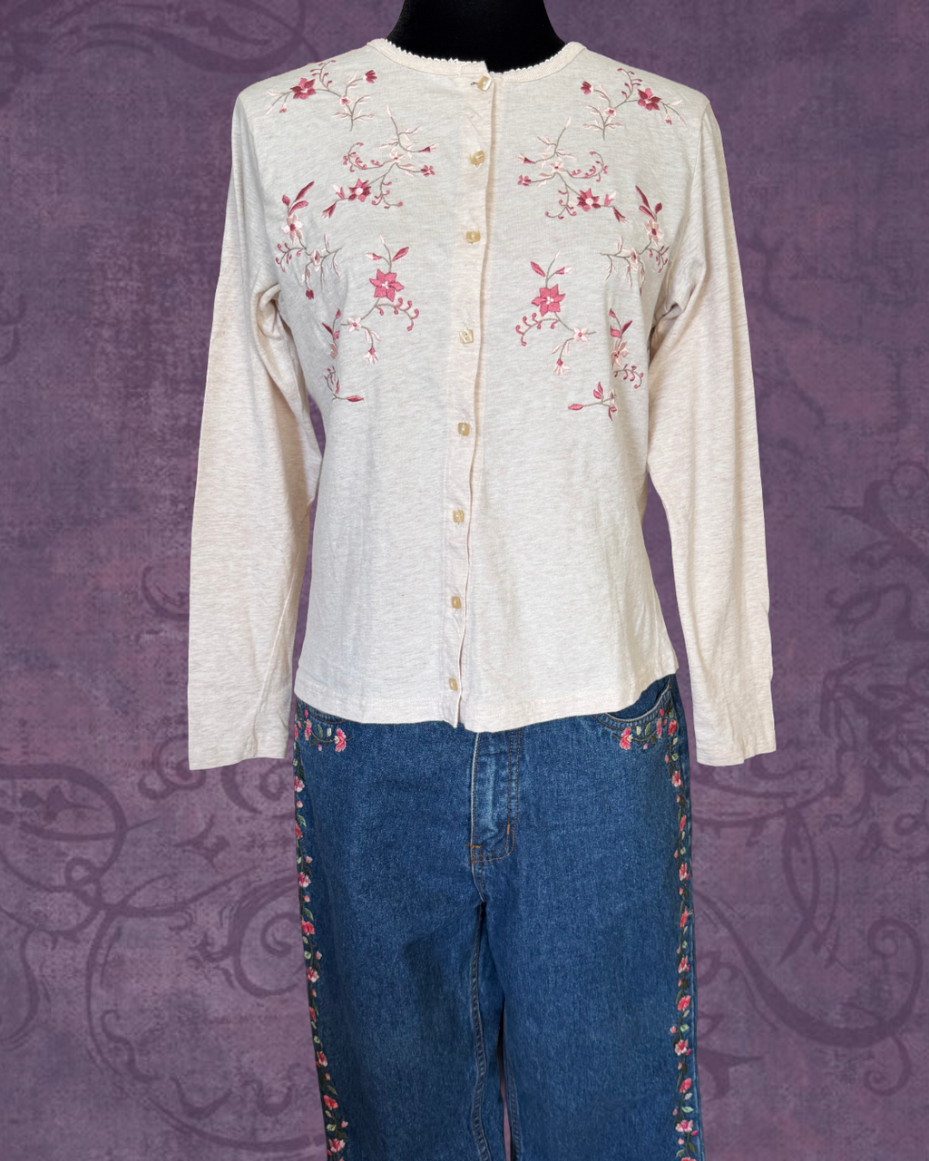 Cherry blossom embroidered cardigan