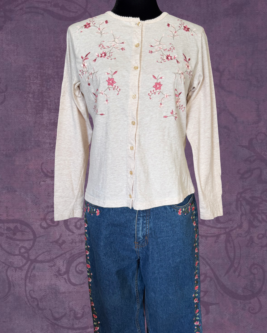 Cherry blossom embroidered cardigan