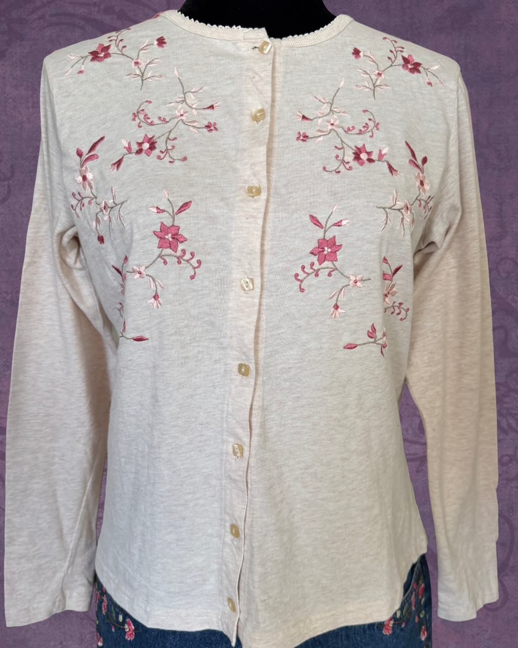 Cherry blossom embroidered cardigan