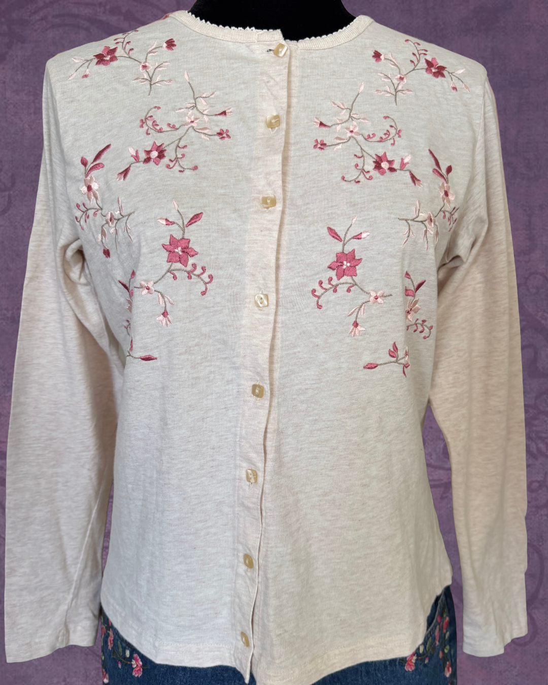 Cherry blossom embroidered cardigan