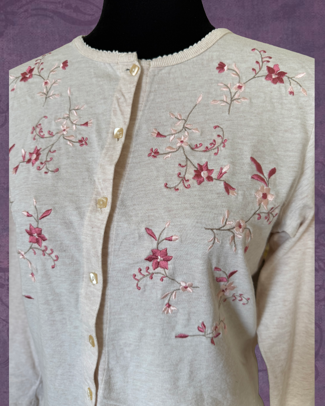 Cherry blossom embroidered cardigan