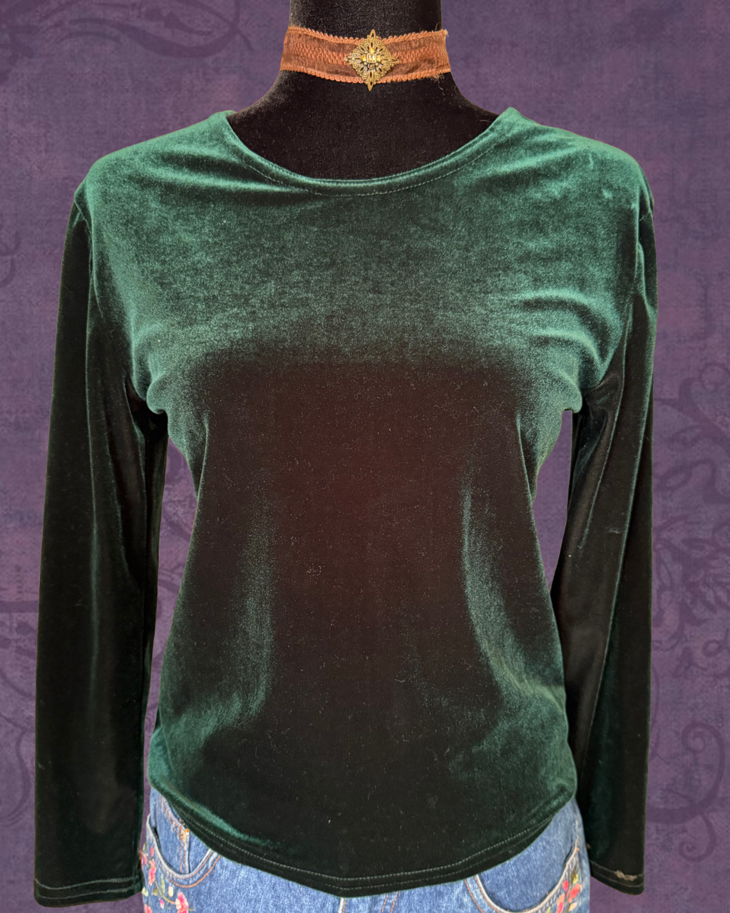 Emerald velvet top