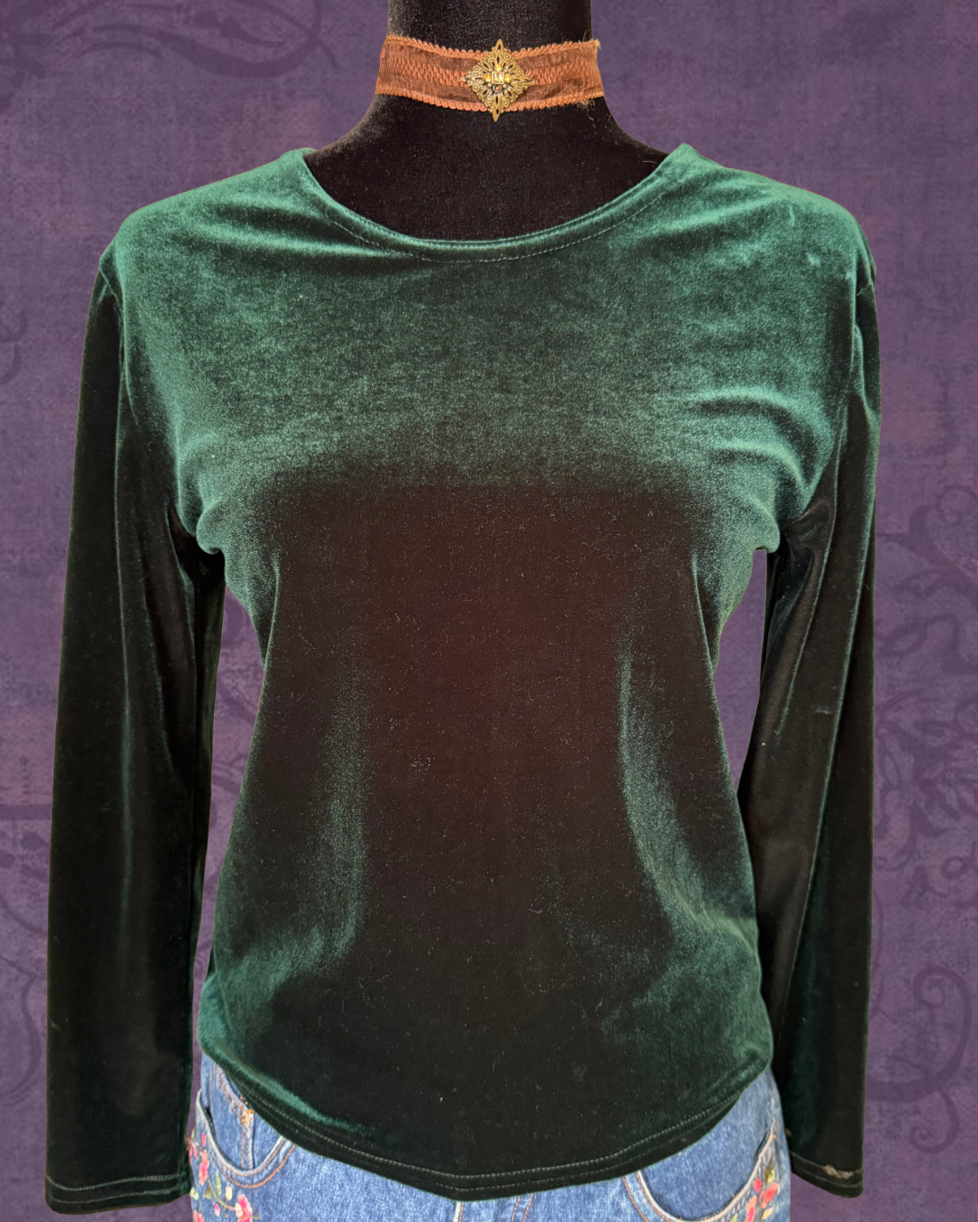 Emerald velvet top