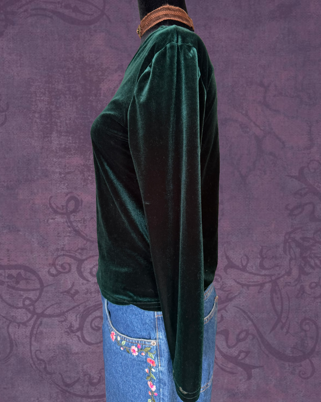 Emerald velvet top