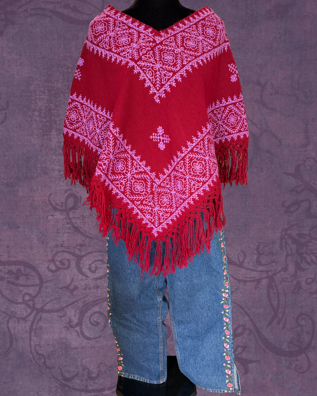 Knit colorful poncho