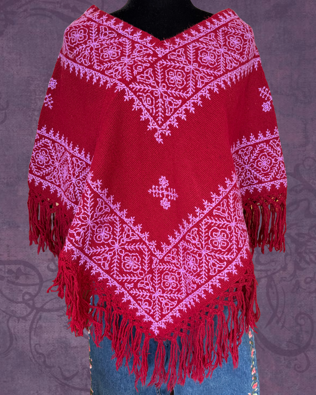 Knit colorful poncho