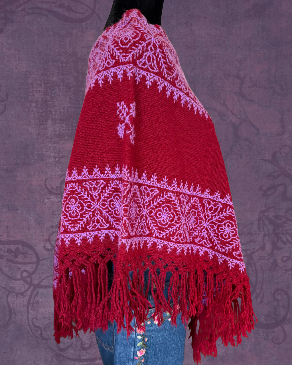 Knit colorful poncho