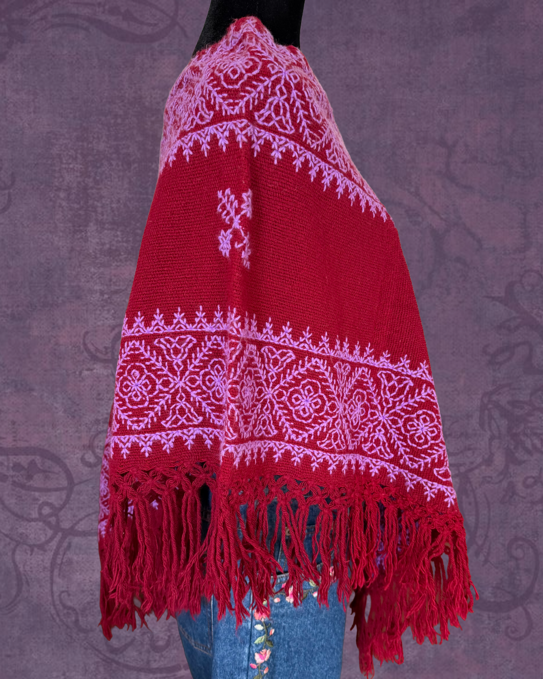 Knit colorful poncho