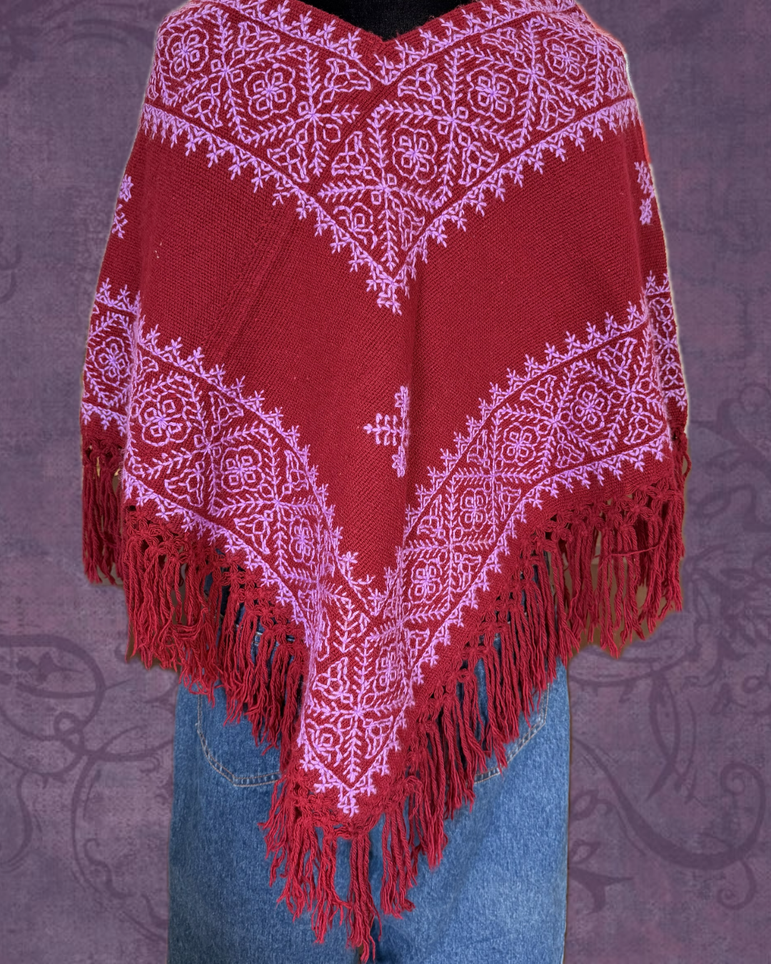 Knit colorful poncho