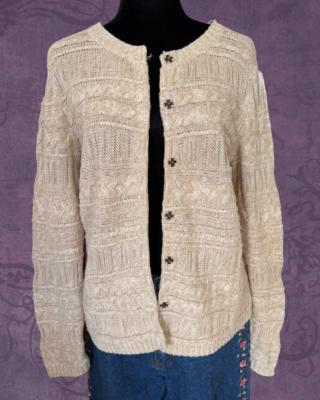Oat cable knit cardigan
