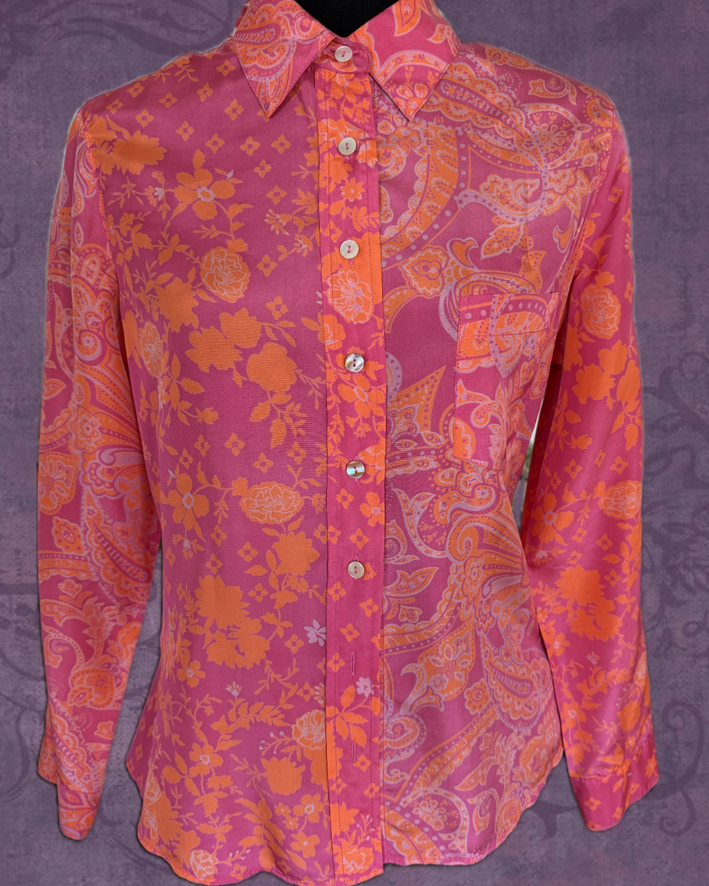 Silk paisley button up