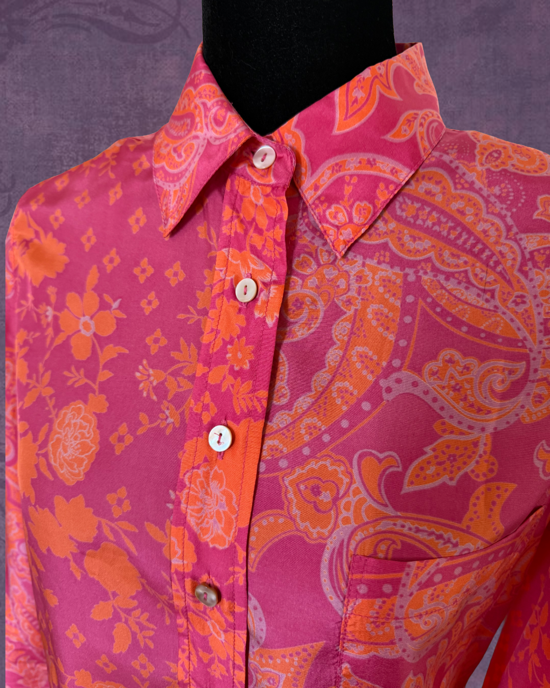 Silk paisley button up