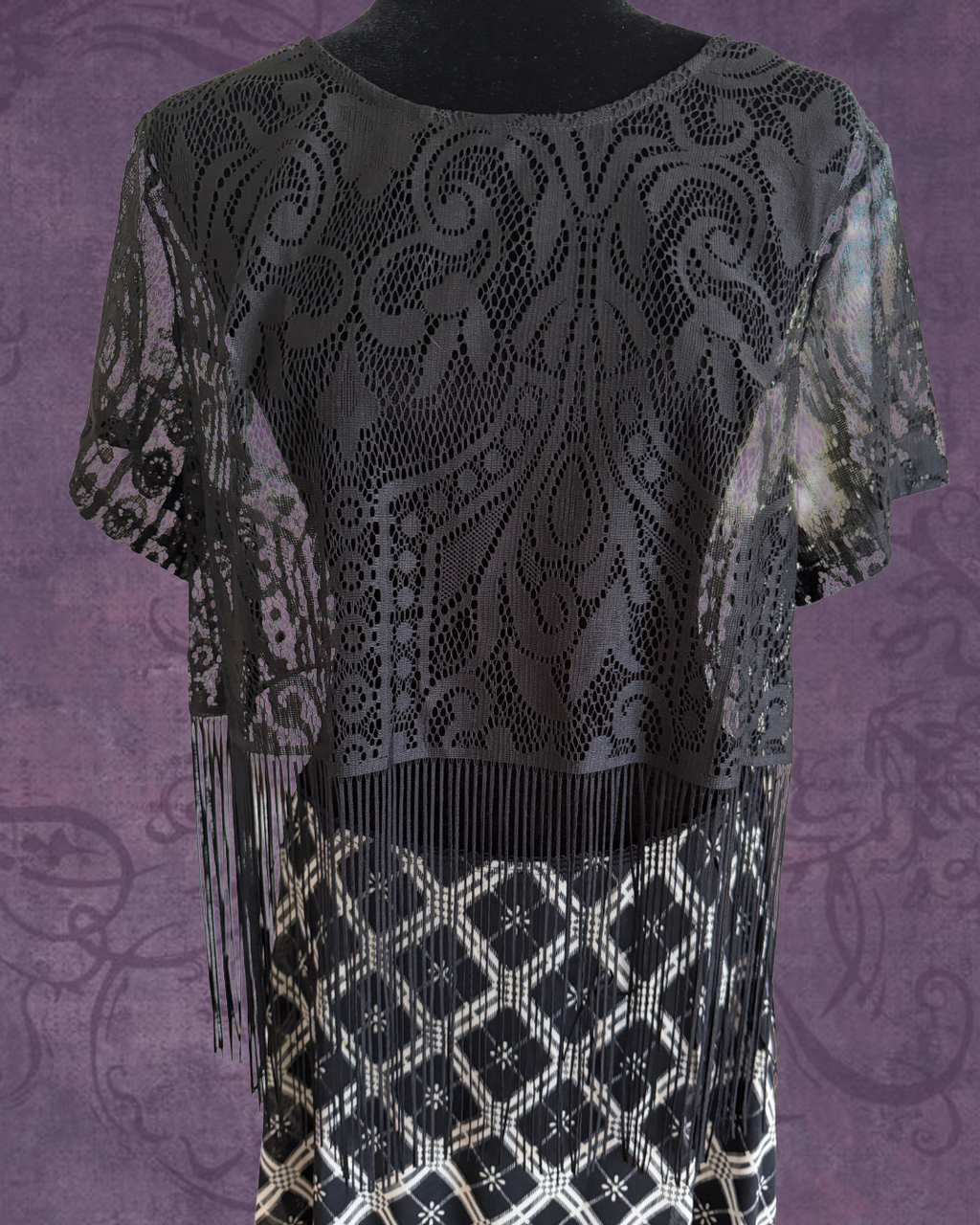 Lace fringe t shirt