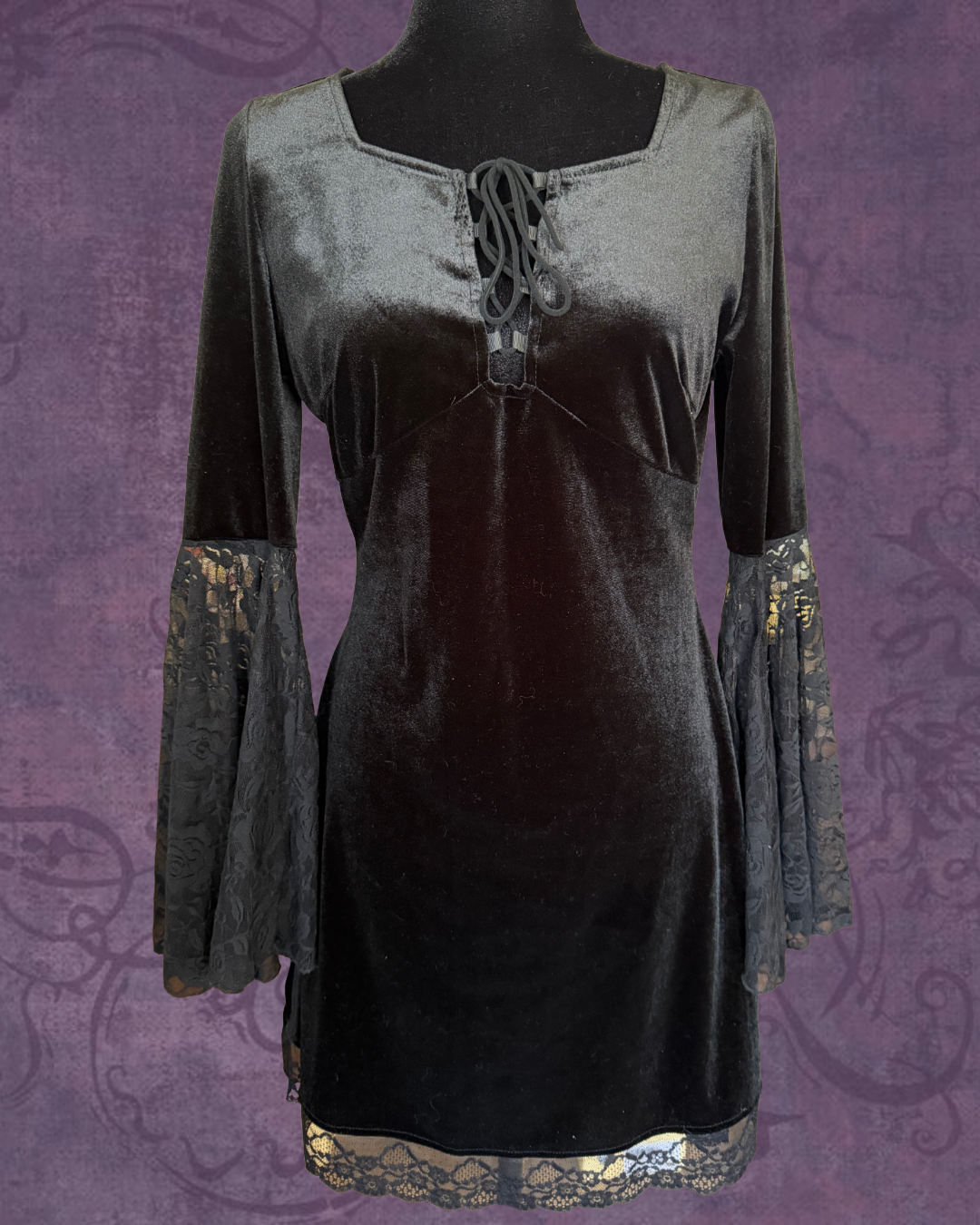 Velvet lace mini dress