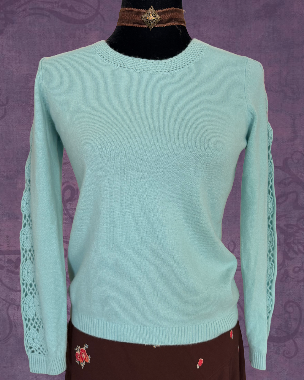 Aqua crochet light sweater