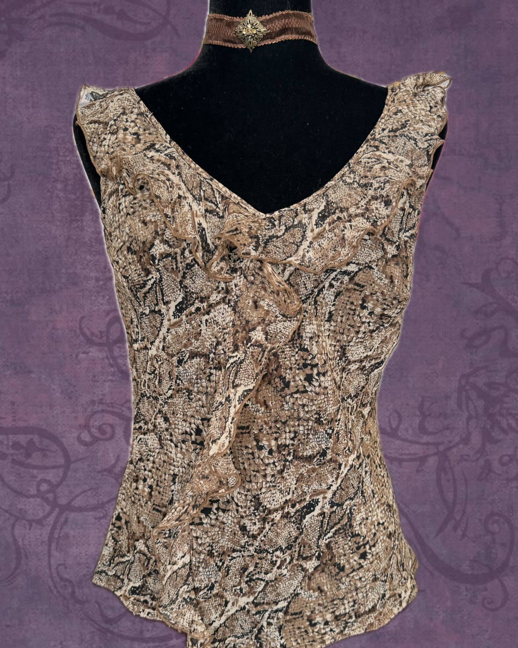 Silk snake print tank