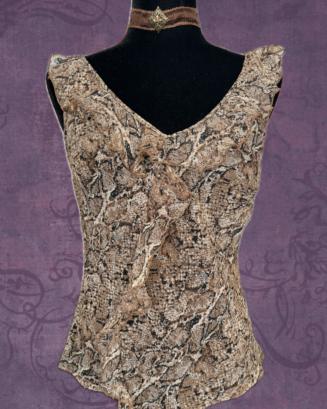 Silk snake print tank