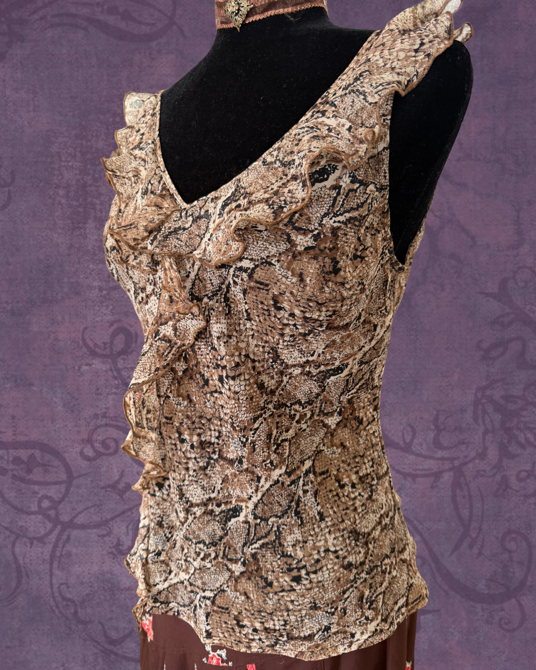 Silk snake print tank
