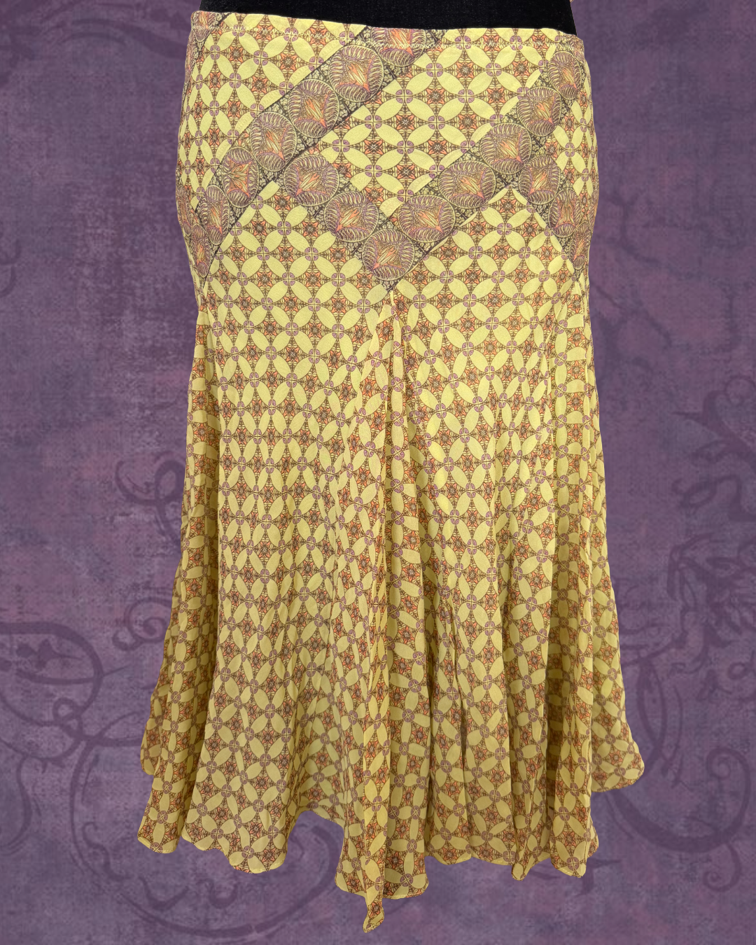 Silk geometric whimsy skirt
