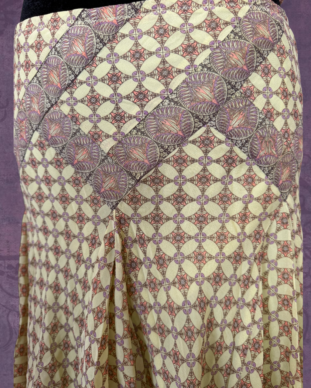 Silk geometric whimsy skirt