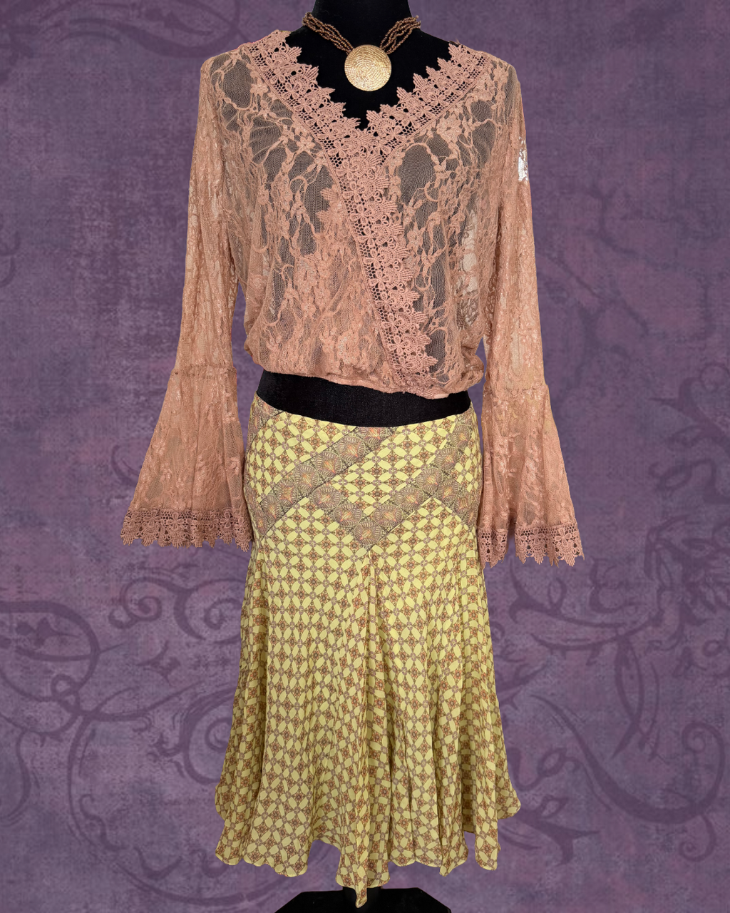 Silk geometric whimsy skirt